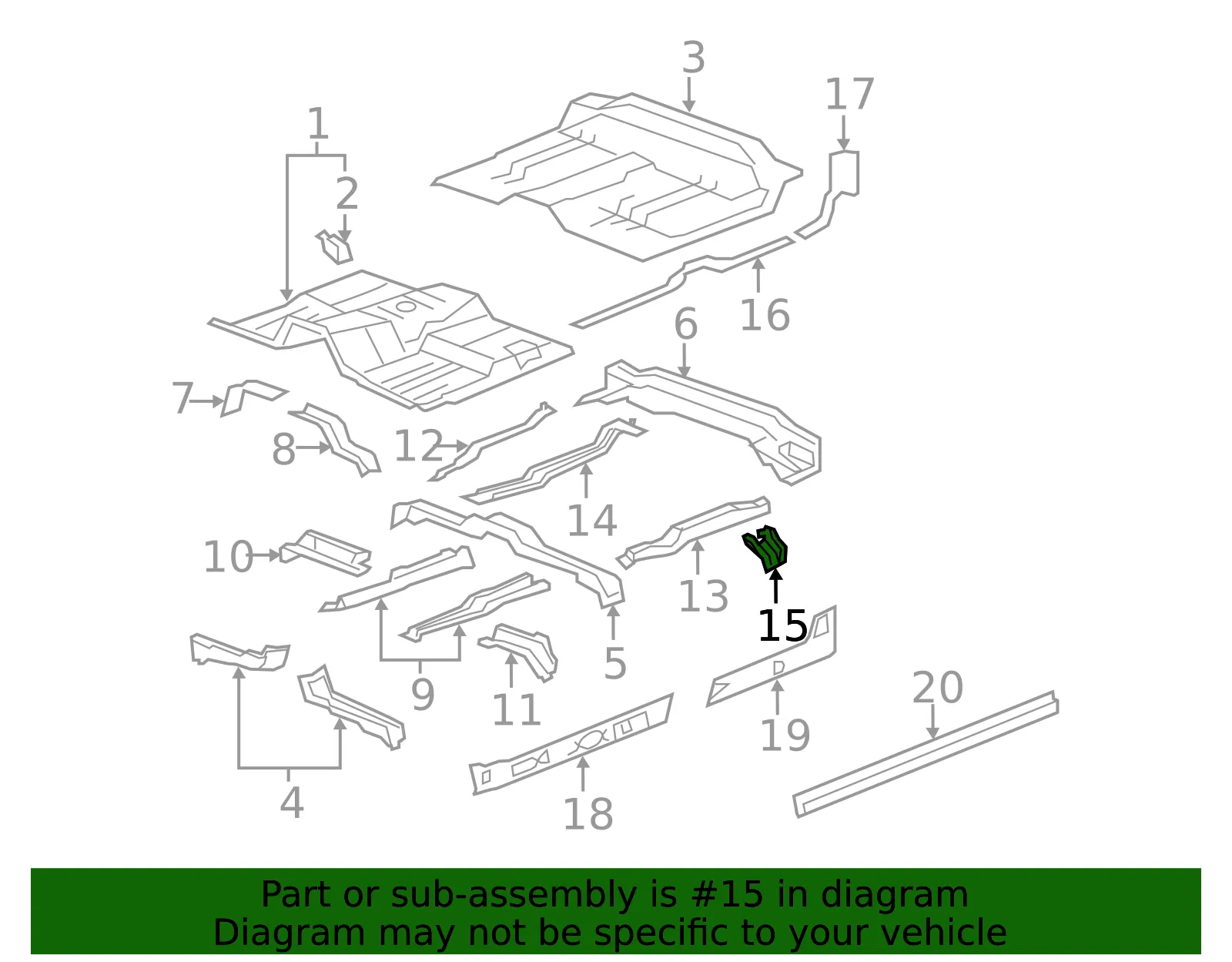 Intermediate Floor Panel Brace - GM (15130806) - view 3