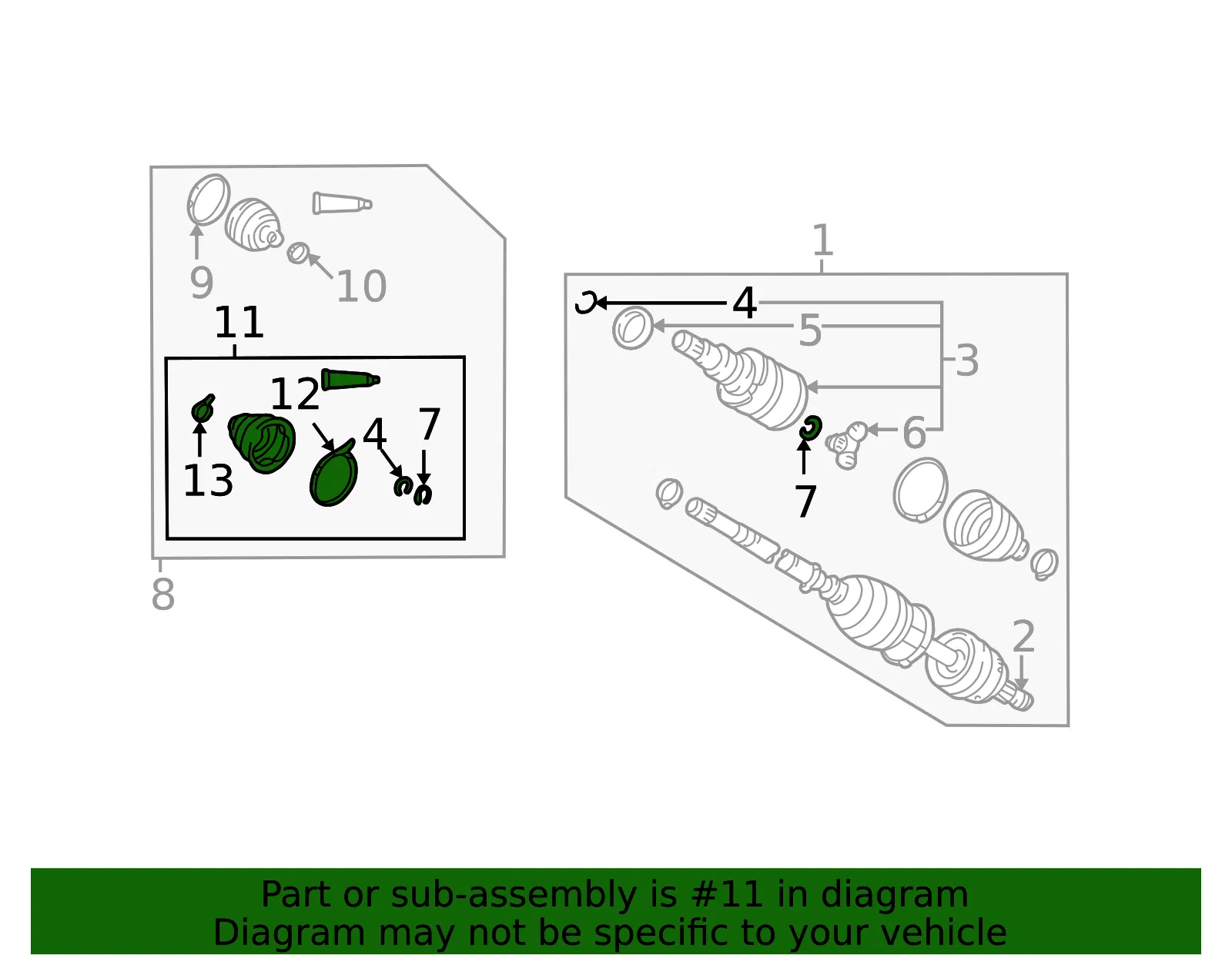 Boot Kit Frt Whl Drv Shf T - GM (19205305) - view 2