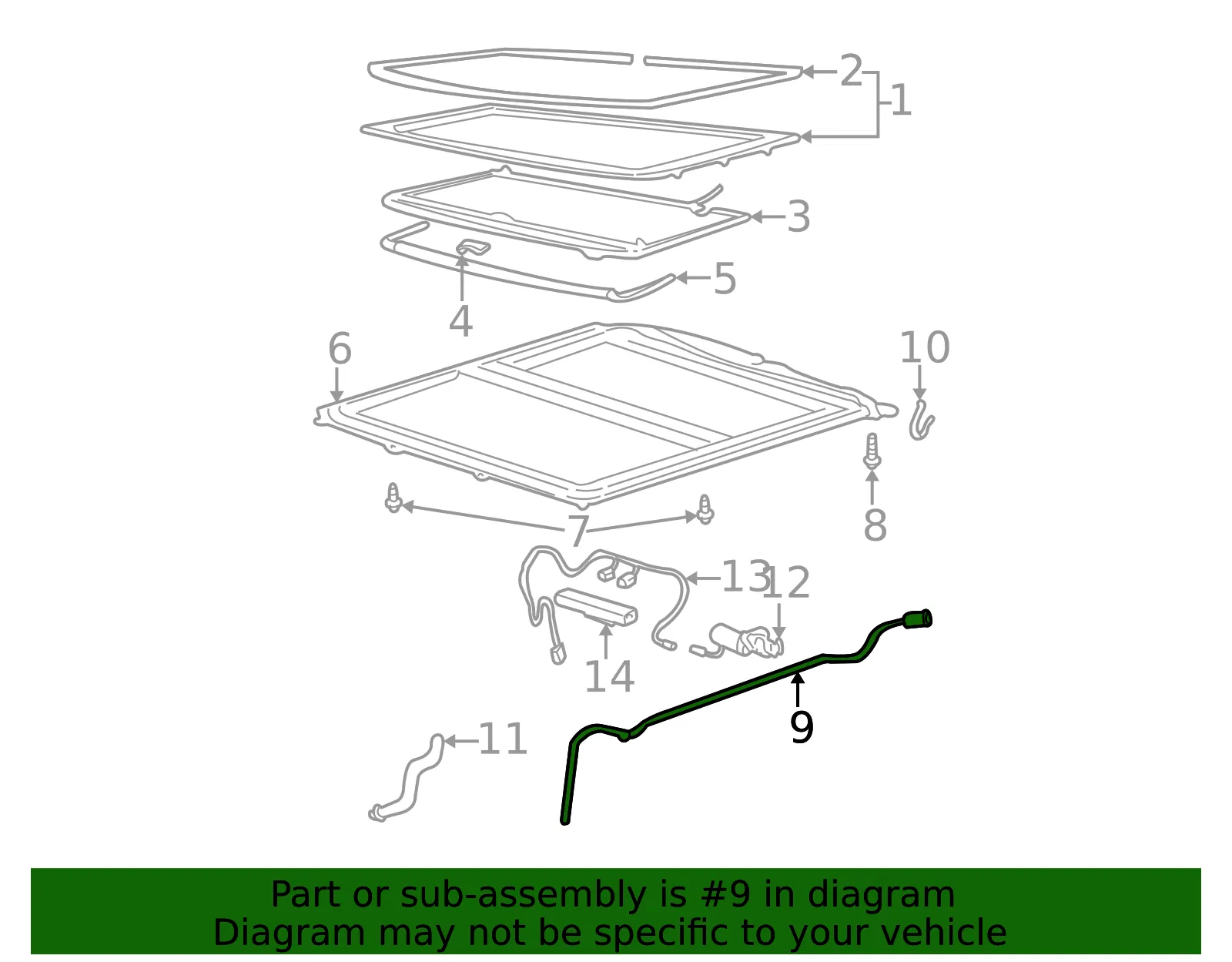 Hose Asm Sun Rf Hsg Frt Dr - GM (25712958) - view 2