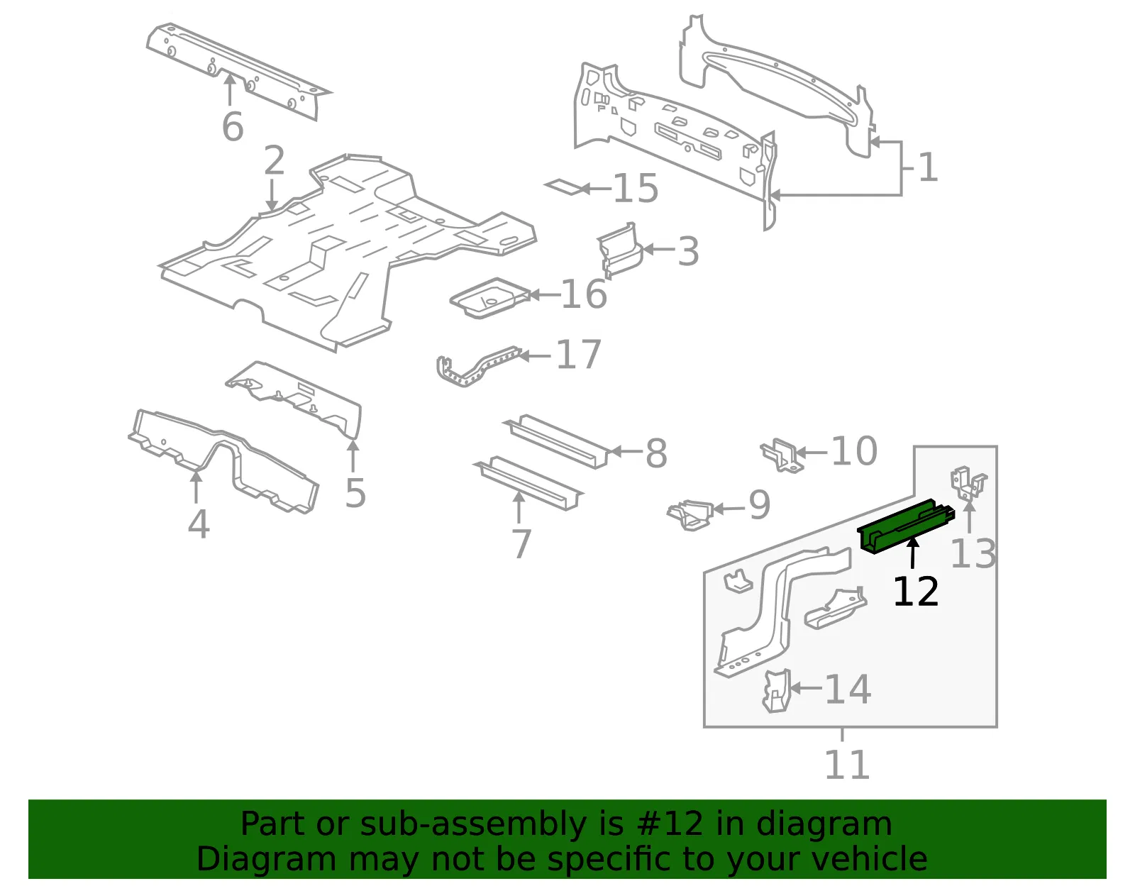 Rail Asm R/Cmpt Flr Pnl W/ - GM (25895515) - view 2
