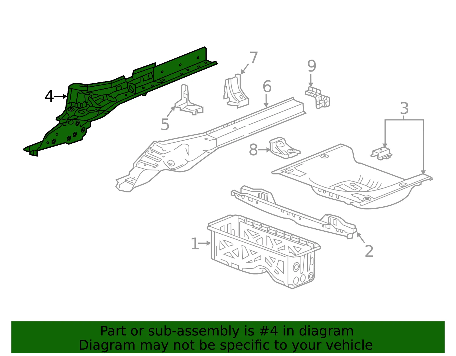 Outer Rail - Passenger Side (RH) - GM (39030904) - view 3