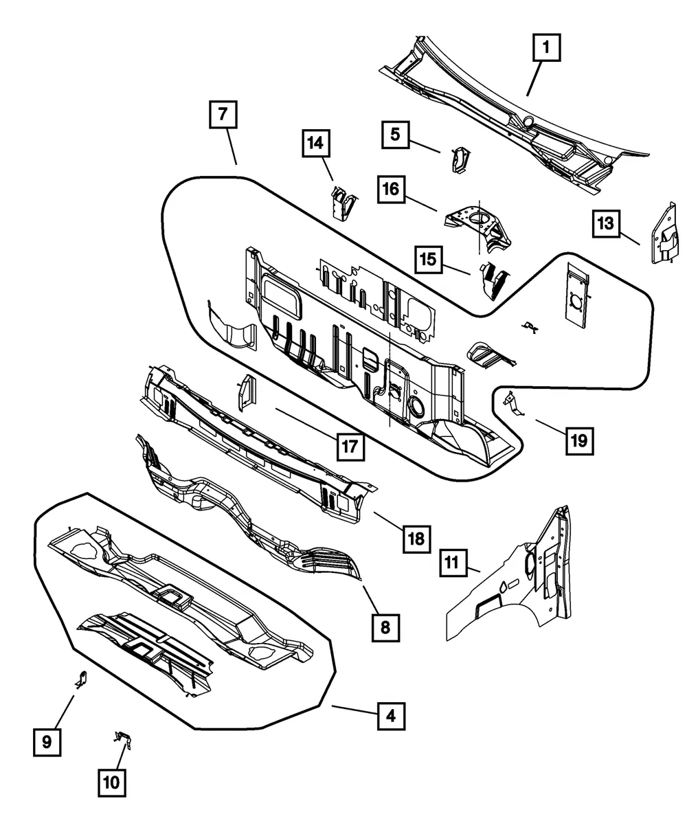 Cowl Plenum Upper Panel - Mopar (5109382ae)