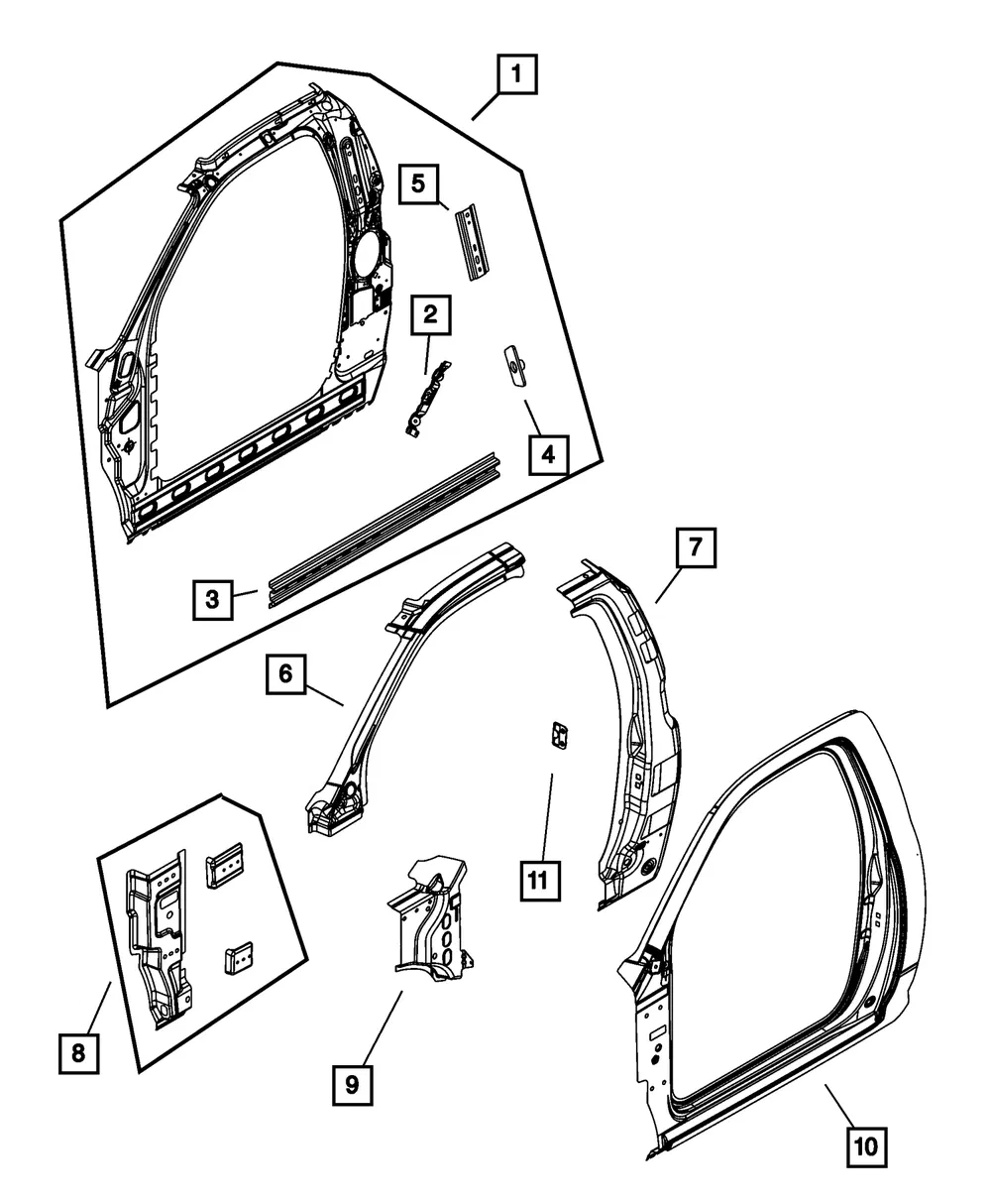 Body Side Aperture Outer Complete Panel, Right - Mopar (68144982AD) - view 7