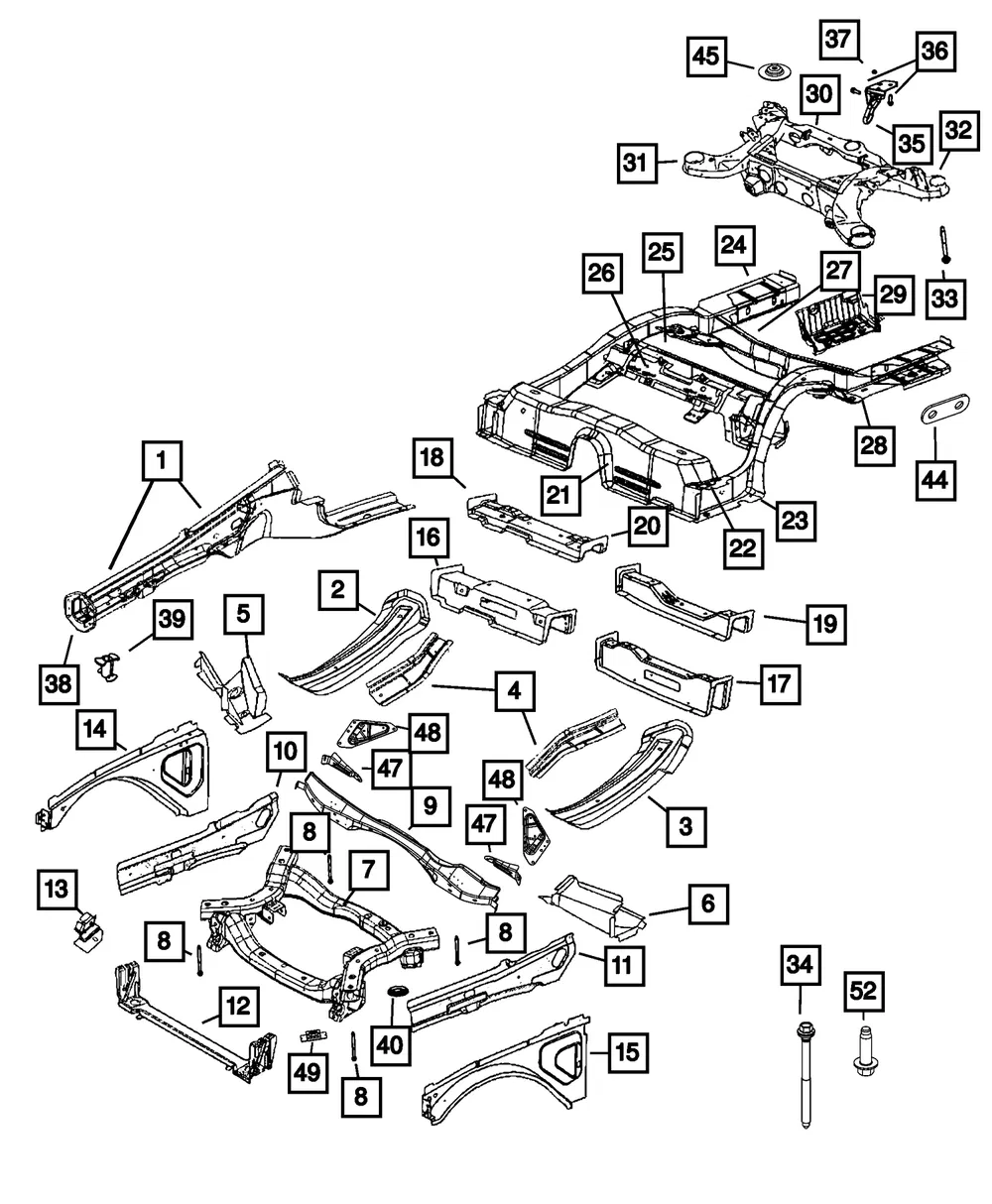 Side Rail Brace, Left - Mopar (68250519aa)