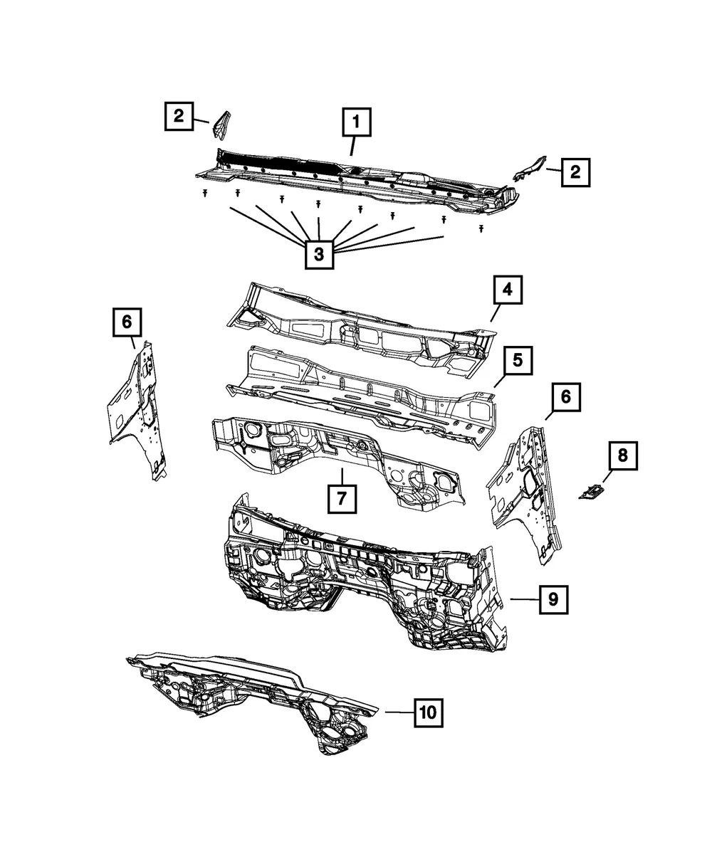 Cowl Plenum Upper Panel - Mopar (68276730ad) - view 4