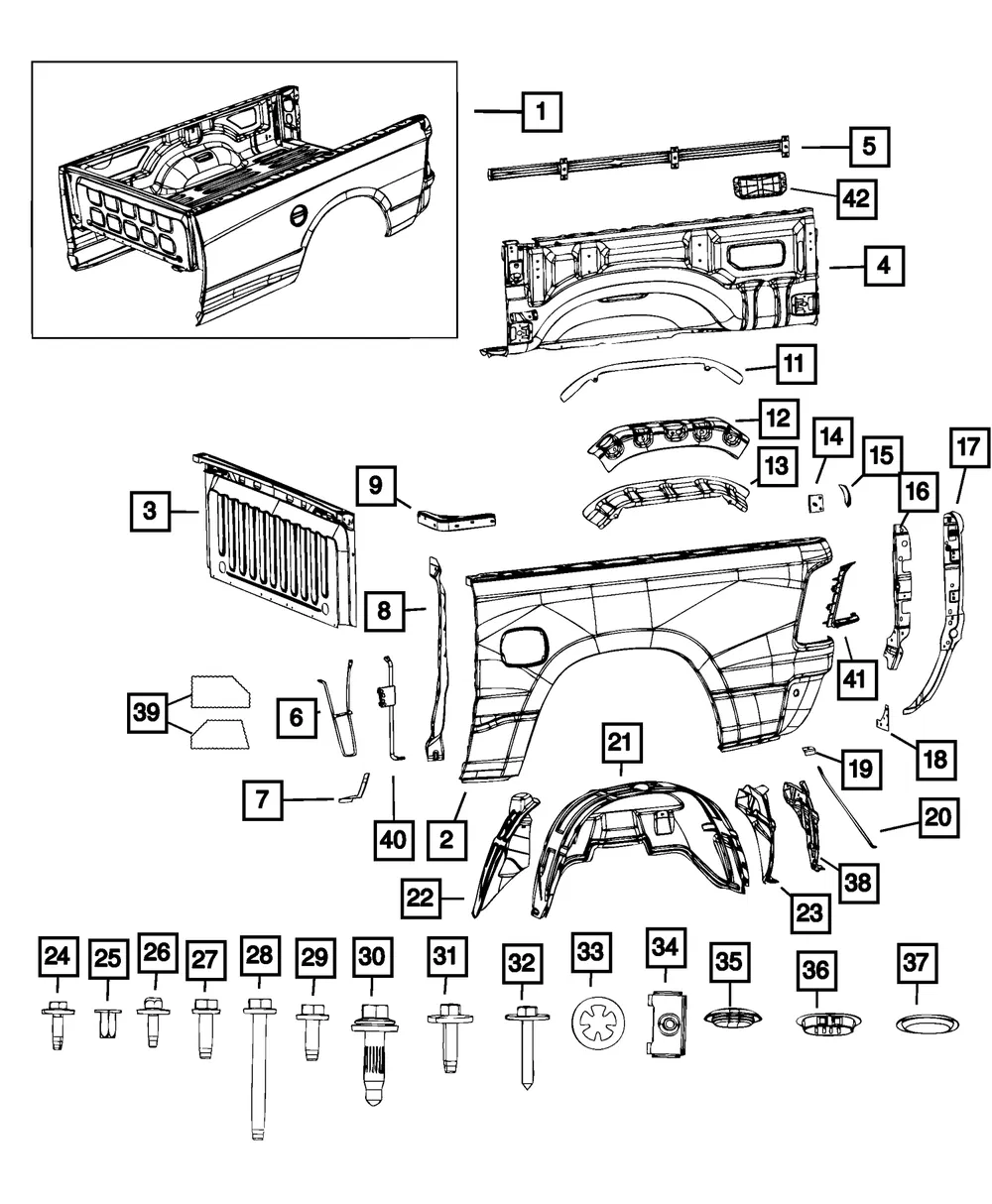 Box Side Inner Panel, Left - Mopar (68530045AA)