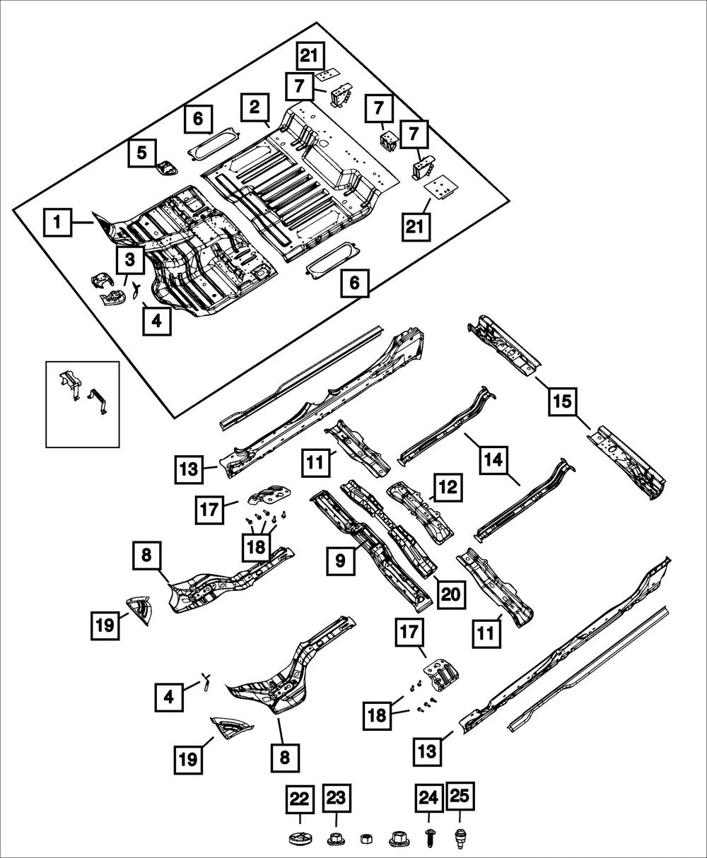 Under Body Hold Down Support, Left - Mopar (68620871AB)