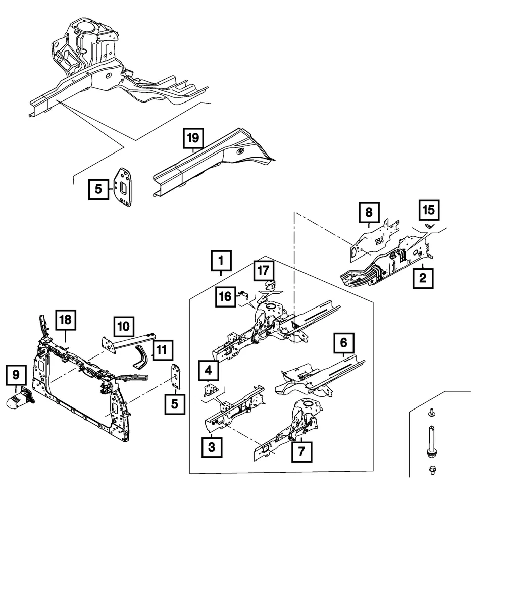 Front Side Rail Reinforcement, Left - Mopar (68622463aa)