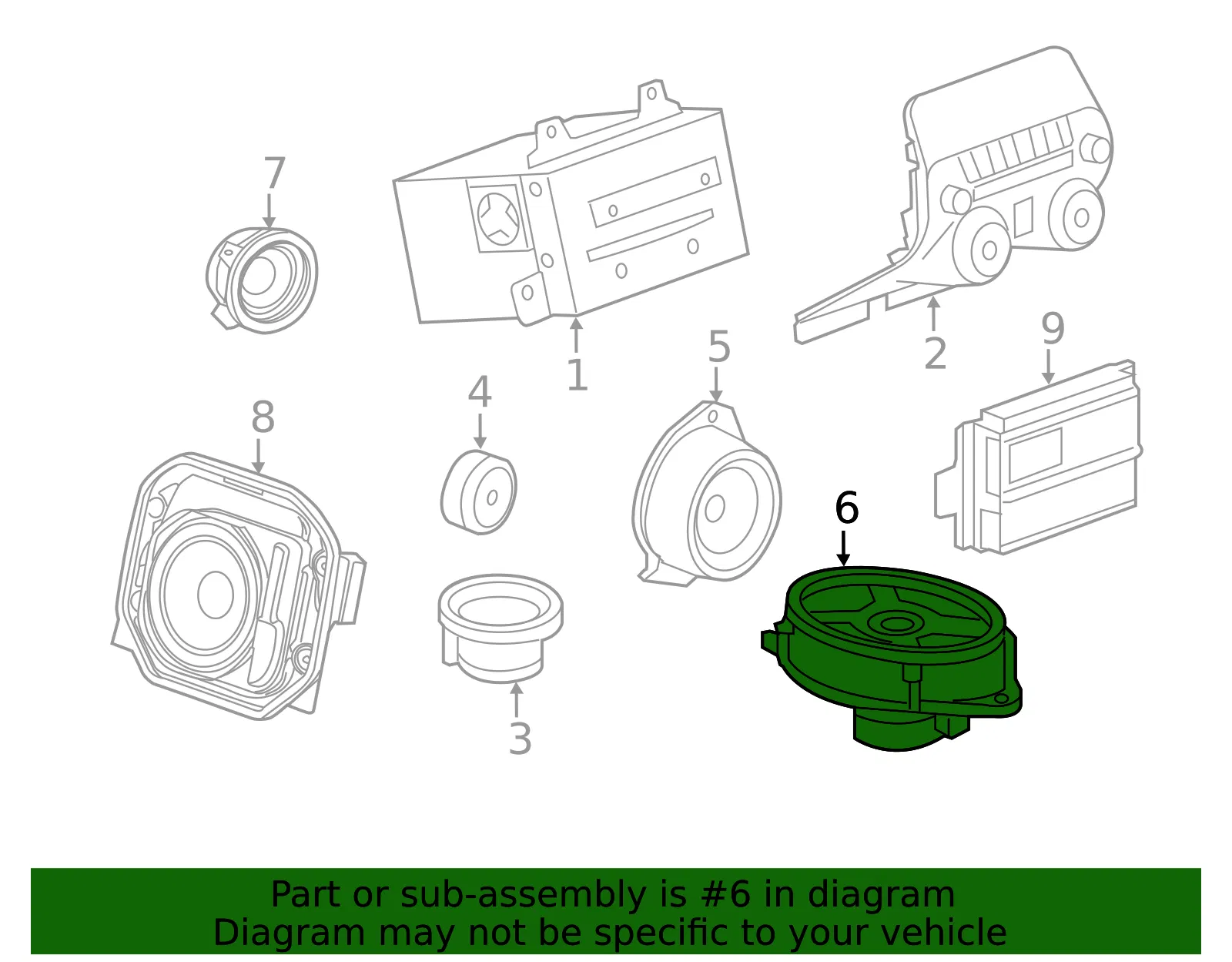 Rear Radio Speaker - GM (84248774) - view 3