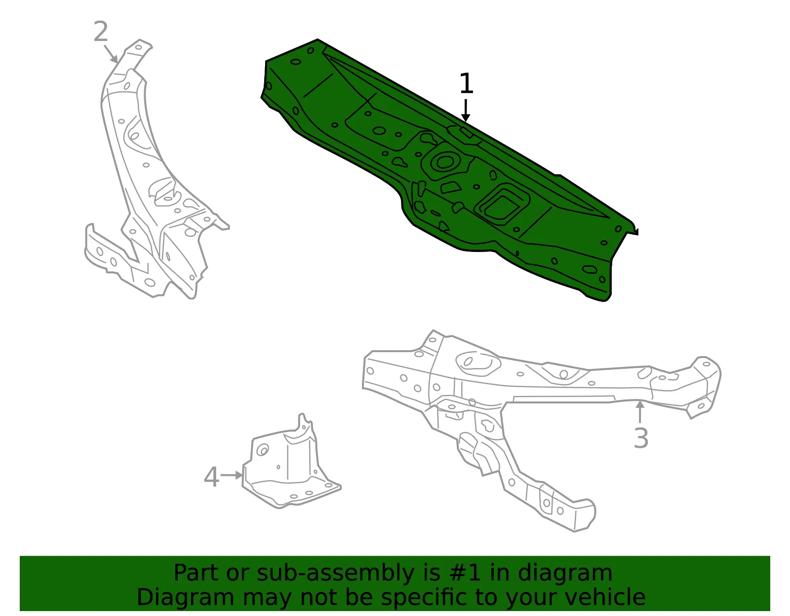 Front End Upper Tie Bar Assembly - GM (93189014) - view 2