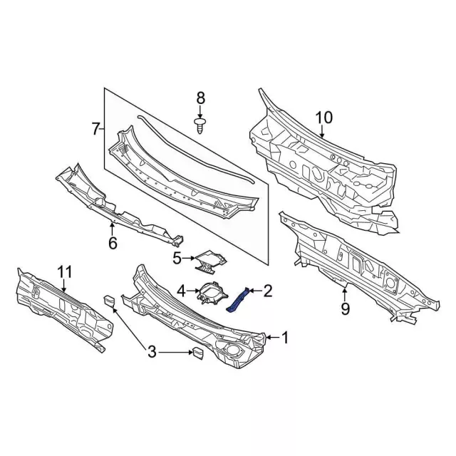 Cowl Top Panel Reinforcement - Ford (bb5z78020k67a) - view 2