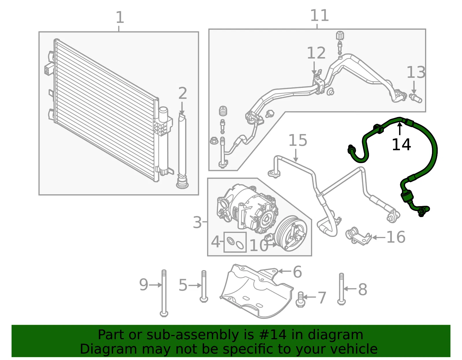 A/C Refrigerant Discharge Hose - Ford (h1fz19972c) - view 5