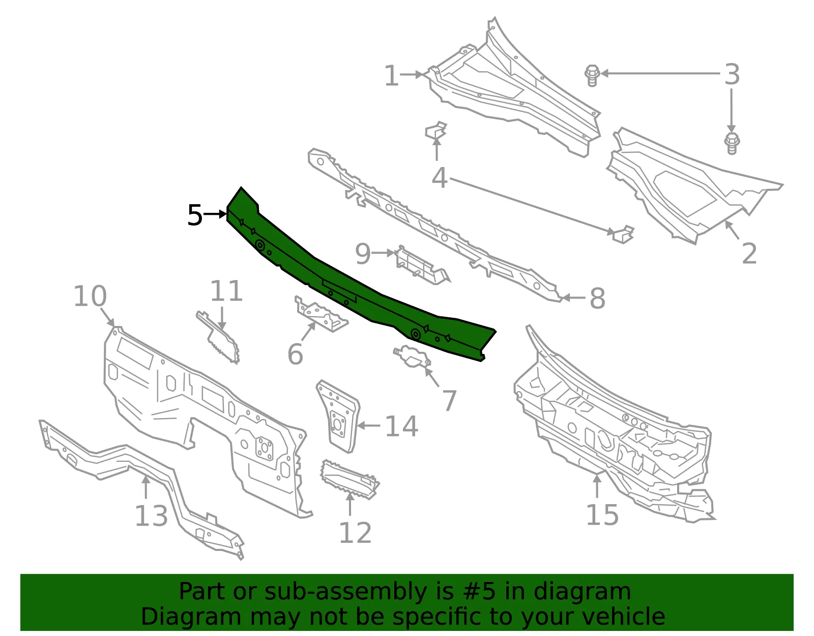 Cowl Top Panel - Ford (lb5z7802012a) - view 3